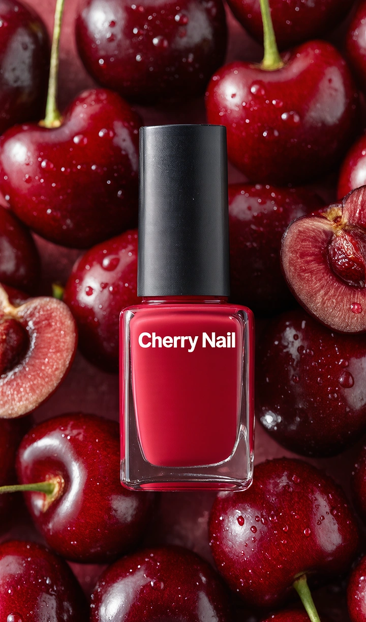 Nail Polish Brands creative ad: Cherry setting creates clear product pun