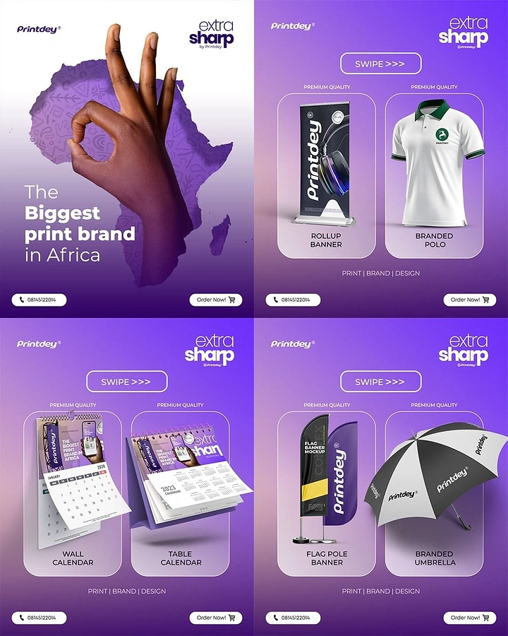 Printing Shops creative ad: Hand OK sign over Africa carousel