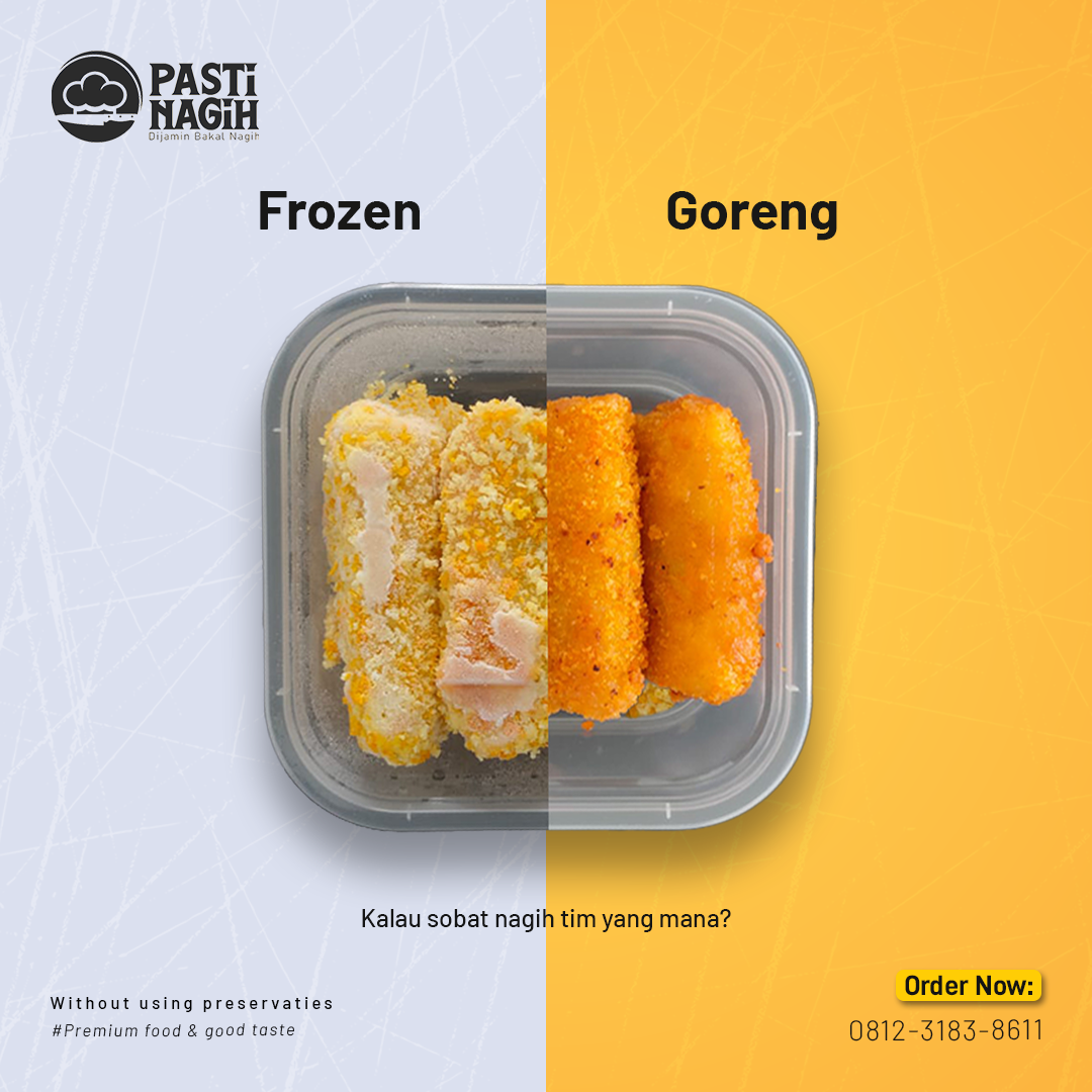 Instagram post: Split frozen vs fried product comparison