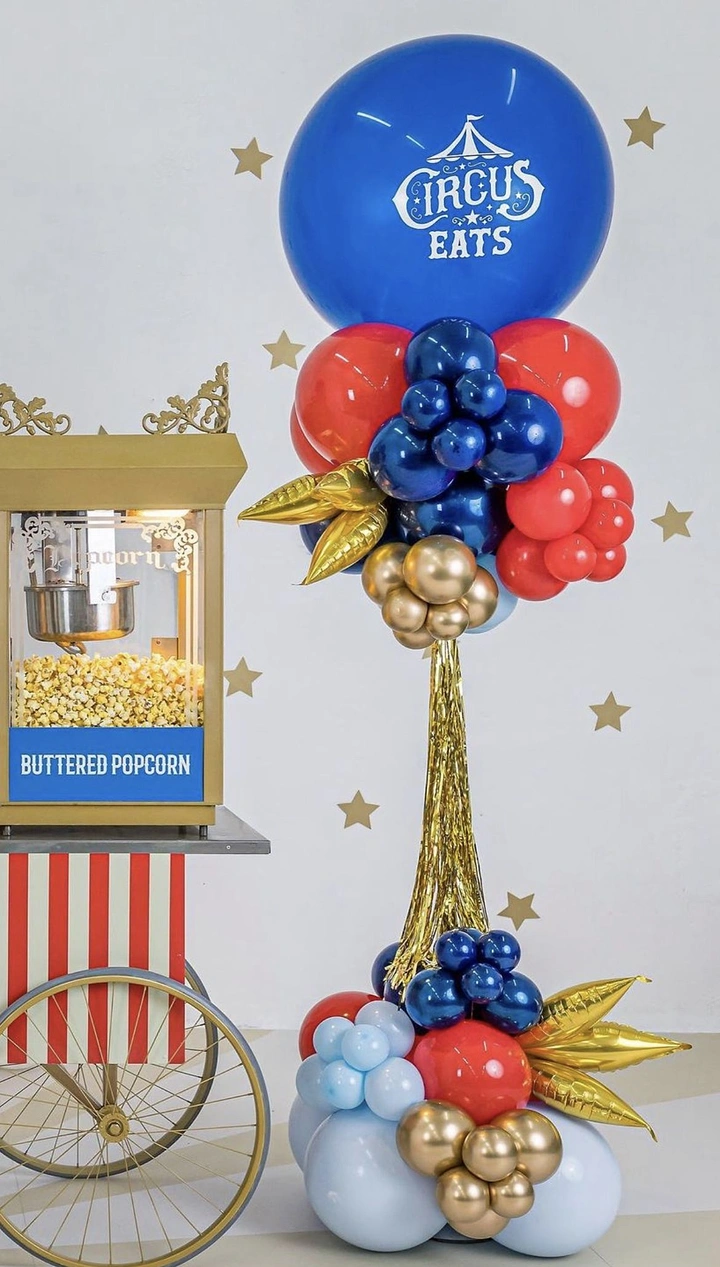 Balloon & Party Decorators creative ad: Circus branding turns balloons into spectacle
