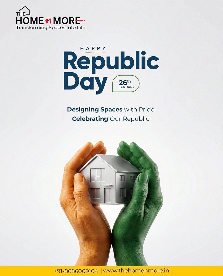 Republic Day creative ad: Tricolor-painted hands cradling a home