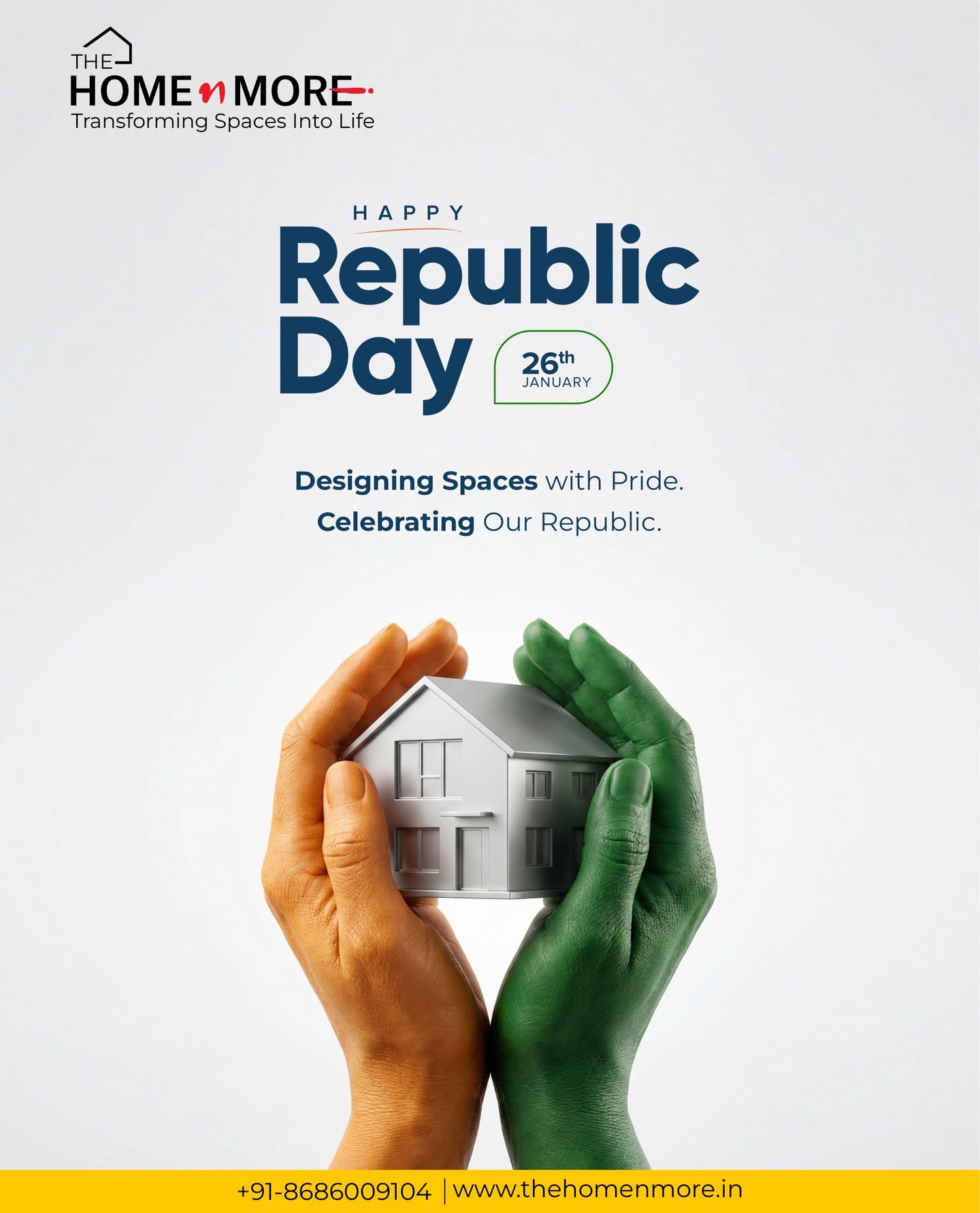 Tricolor-painted hands cradling a home