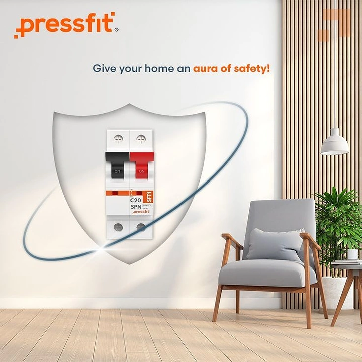 Electricians creative ad: MCB inside a protective shield: 'aura of safety'