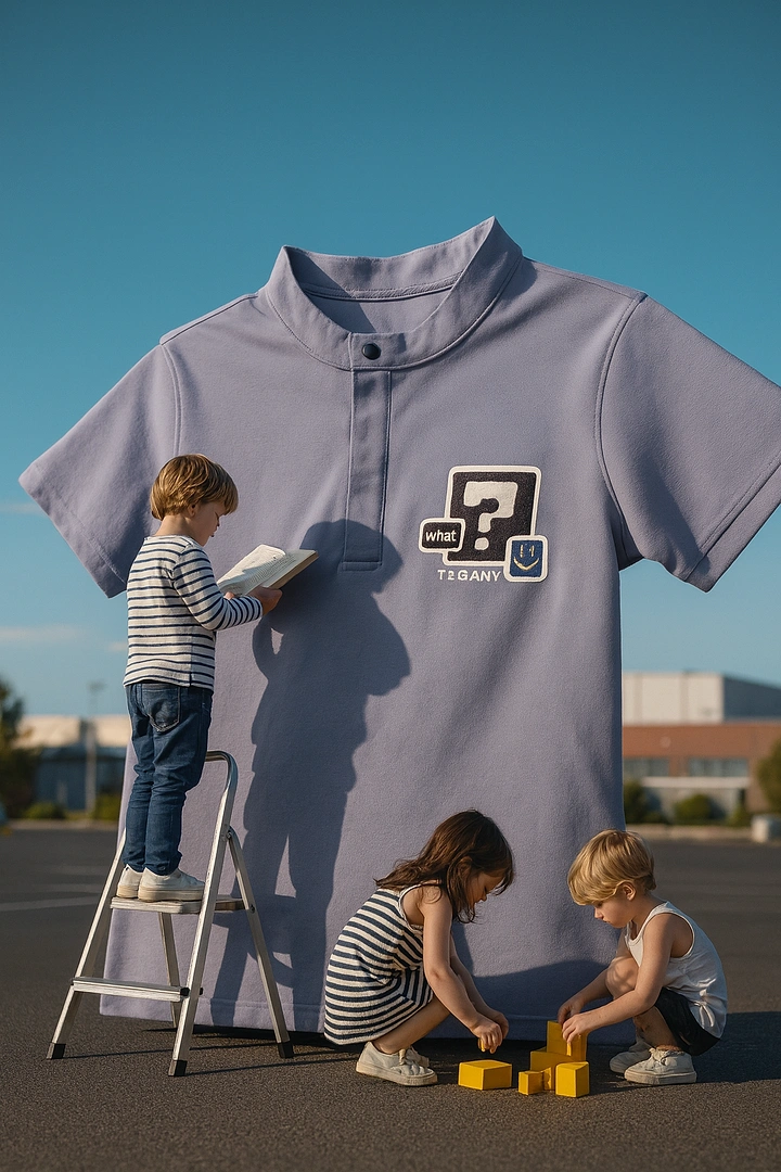 Kids Clothing creative ad: Giant shirt as kids' playground backdrop