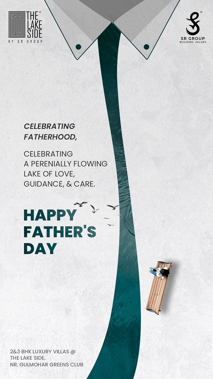 Father's Day creative ad: Necktie formed by an aerial view of a teal lake