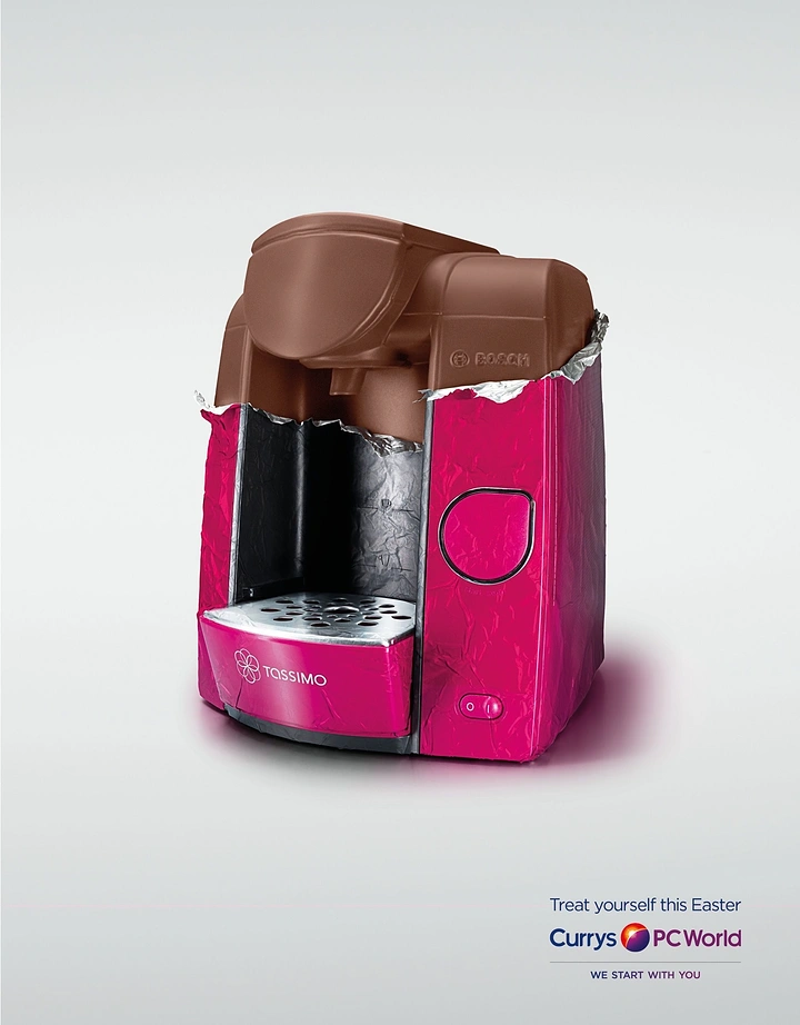 Home Appliances creative ad: Coffee machine wrapped as Easter egg foil