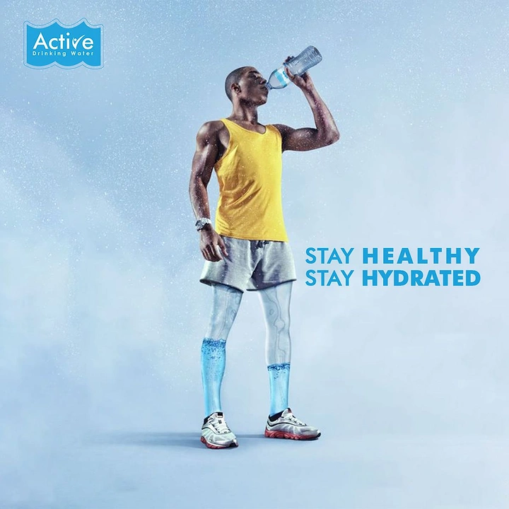Packaged Drinking Water creative ad: Athlete visualized as flowing water