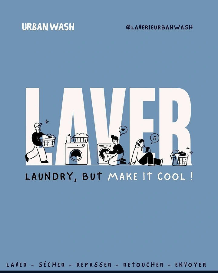 Laundry & Dry Cleaning creative ad: LAVER letters hold laundry illustrations
