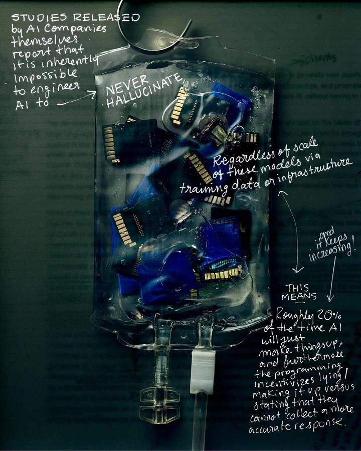 IV Therapy & Drip Bars creative ad: Tech-filled IV bag, witty anti-hallucination concept