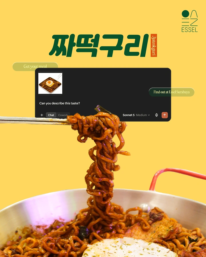 Korean Restaurants creative ad: Streaming interface creates playful noodle reveal