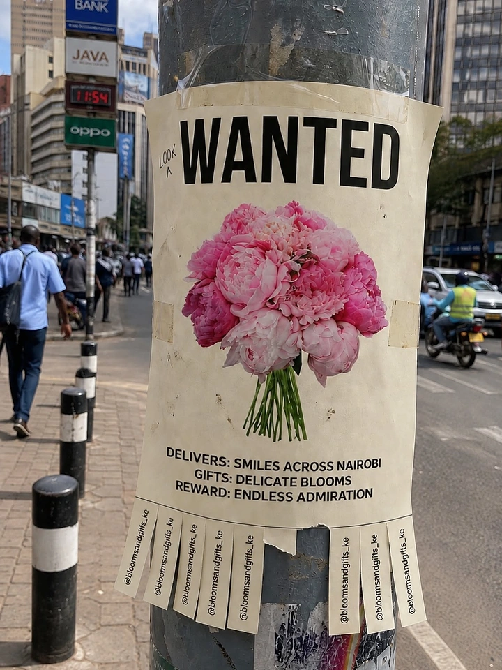 Florists creative ad: Wanted poster pun with tear-off tabs