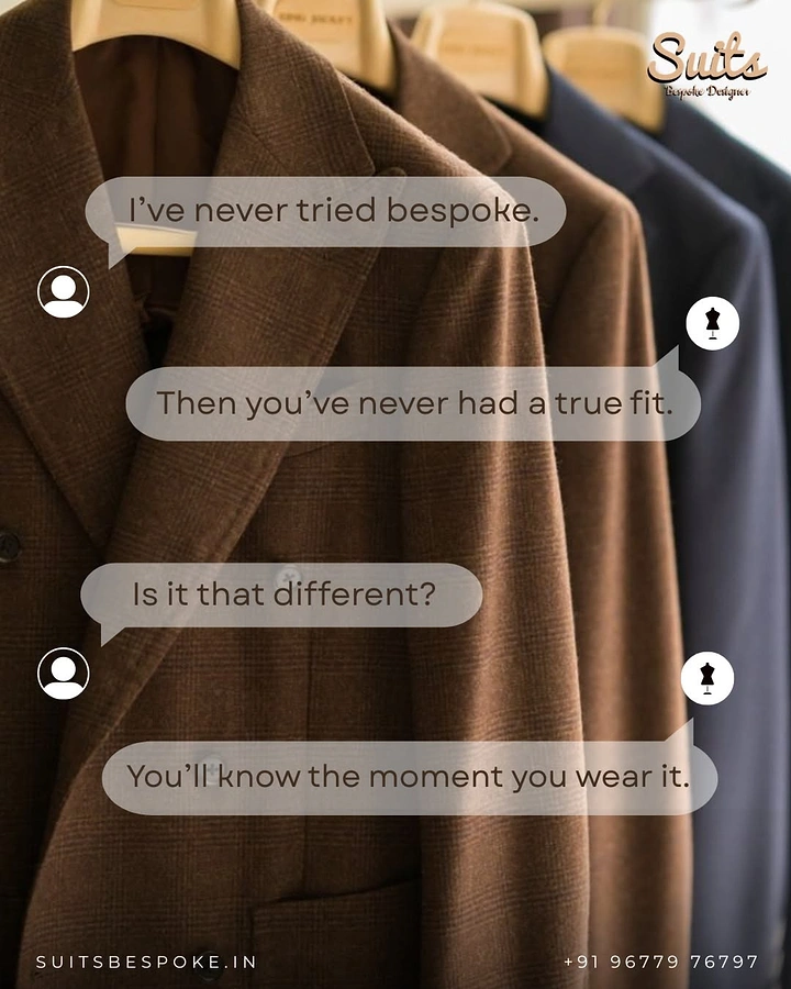 Tailors & Alterations creative ad: Chat-bubble dialogue selling bespoke fit