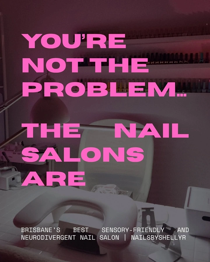 Nail Salons creative ad: Witty reframe for sensory-friendly salon