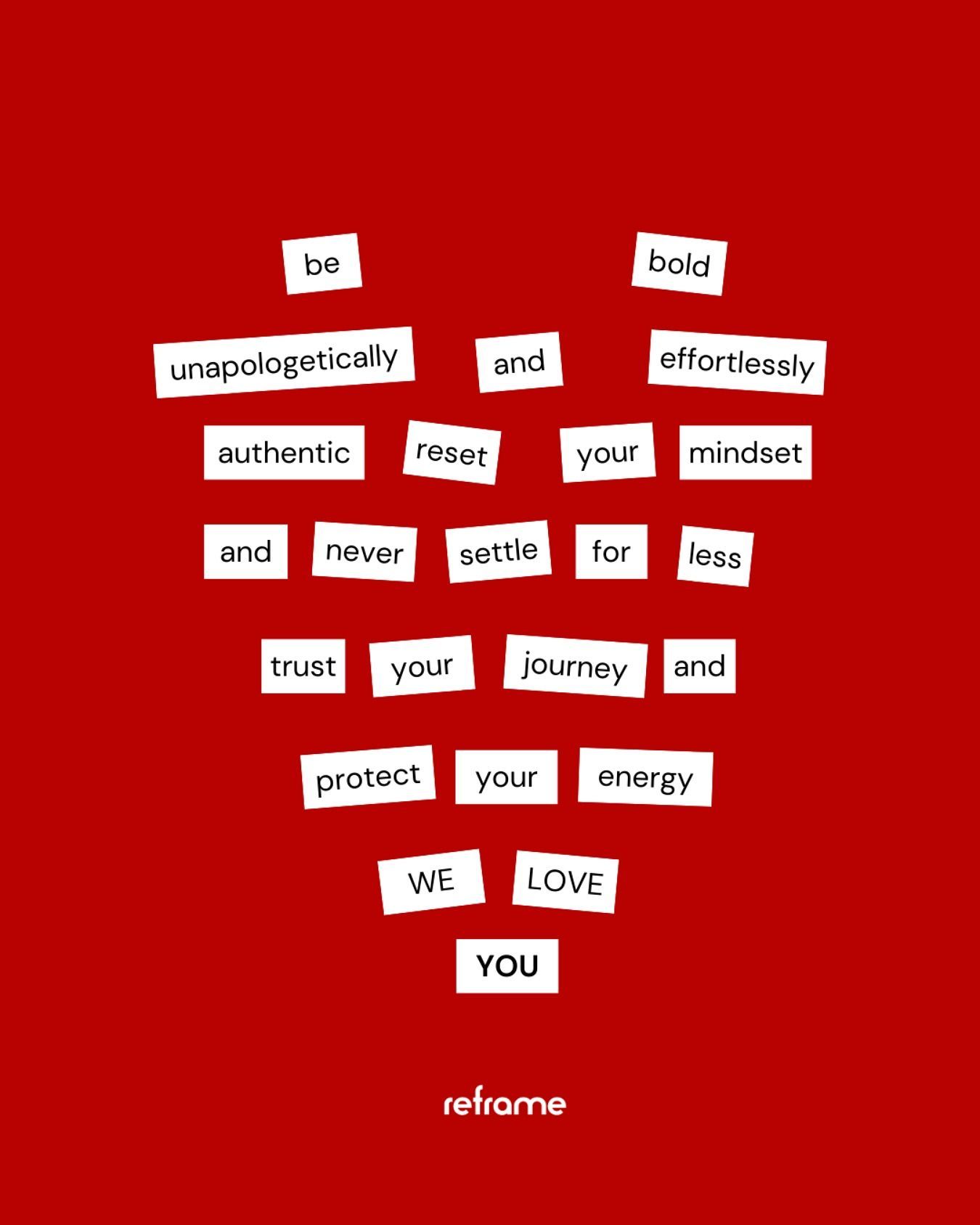 Heart shape made from word-magnet strips