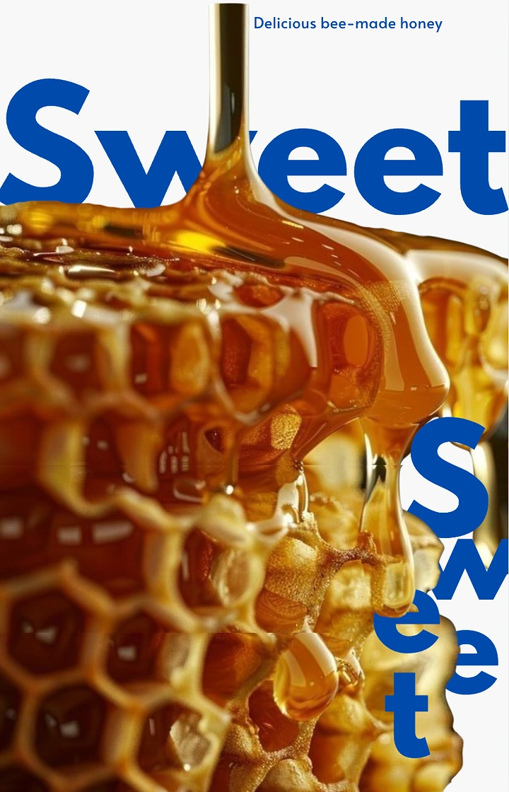 Honey Brands creative ad: Honey image integrated into oversized typography