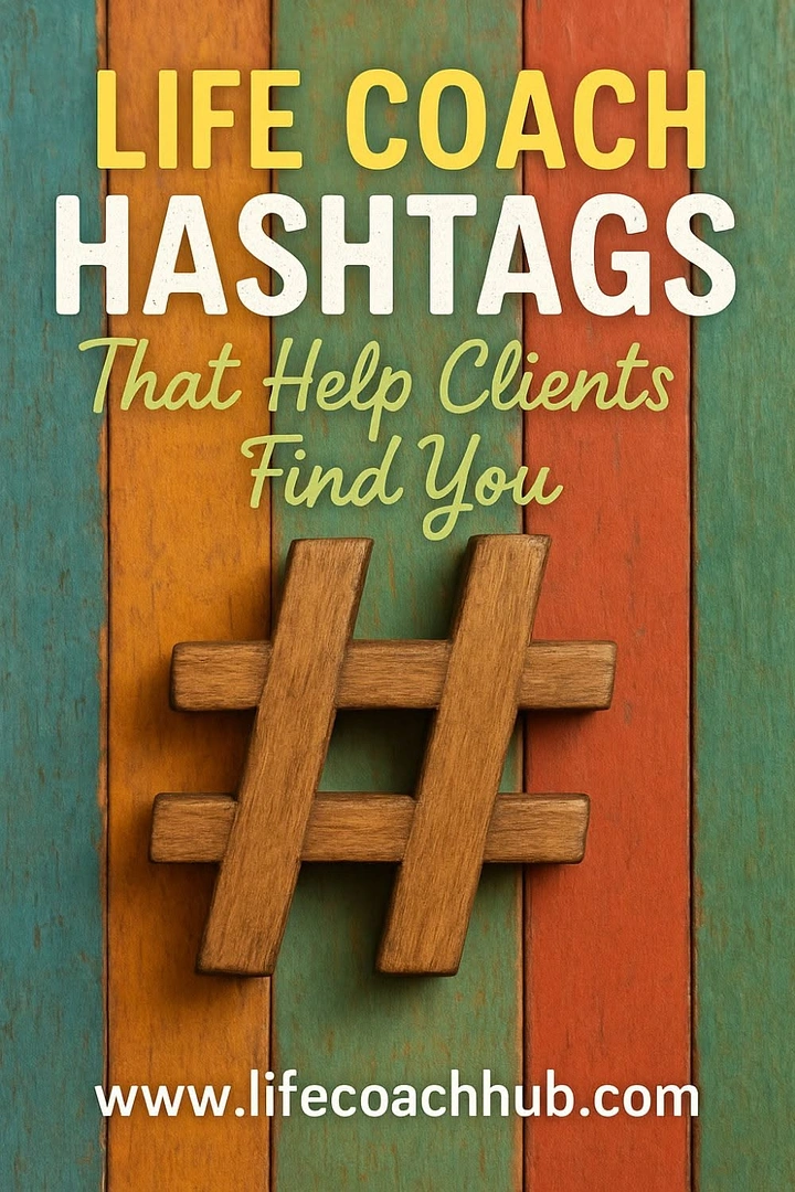Life & Business Coaches creative ad: Hashtag symbol becomes wooden visual metaphor