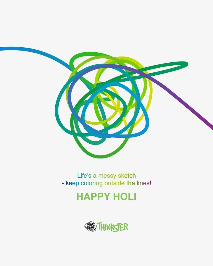 Holi creative ad: Continuous gradient line tangled into a colourful scribble