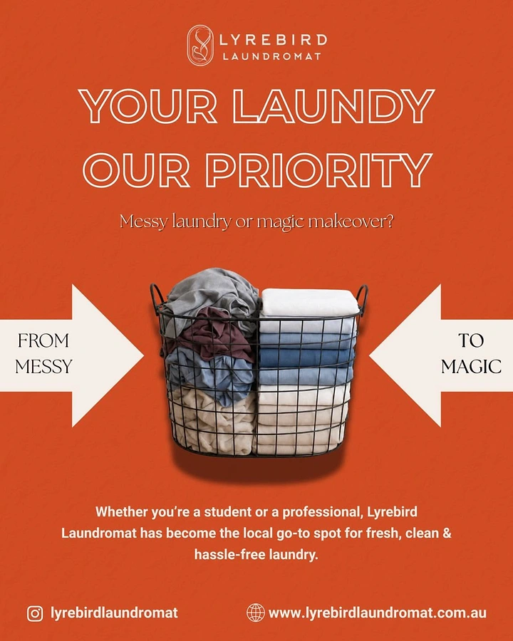 Laundry & Dry Cleaning creative ad: Split basket: messy to magic transformation