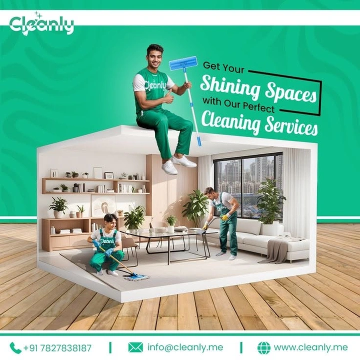 Cleaning Services creative ad: Home as cutaway dollhouse diorama being cleaned