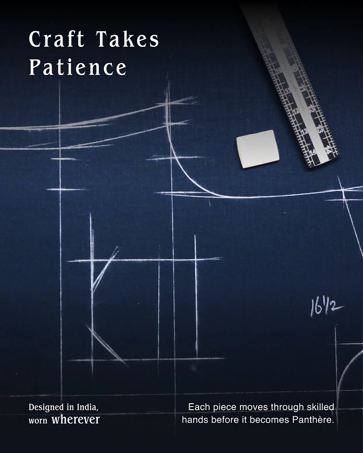 Tailors & Alterations creative ad: Chalk pattern draft as 'craft takes patience'