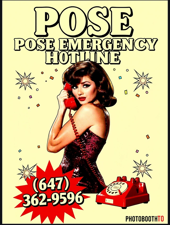 Photo Booth Rentals creative ad: Retro emergency-hotline photo booth pun
