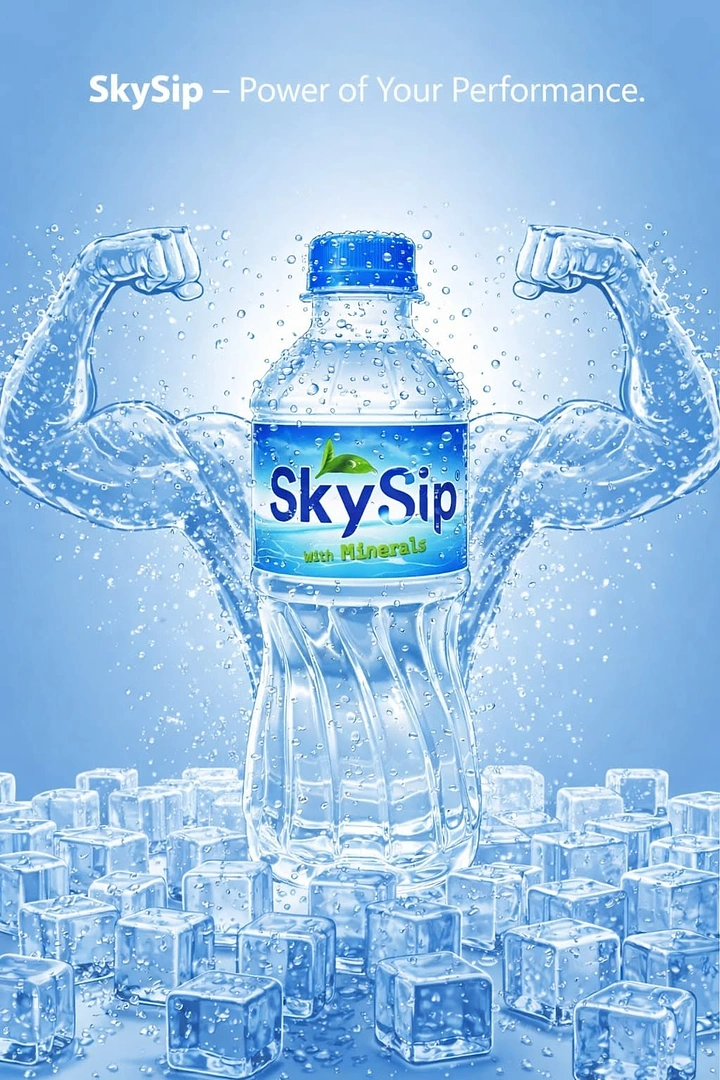 Packaged Drinking Water creative ad: Bottle presented as frozen ice monument