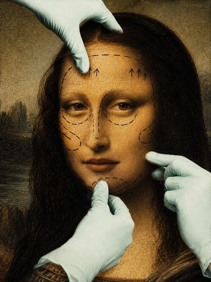 Plastic Surgery Clinics creative ad: Mona Lisa surgery parody is memorable
