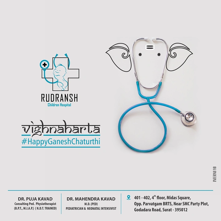 Ganesh Chaturthi creative ad: Stethoscope arranged as Ganesha's face and trunk