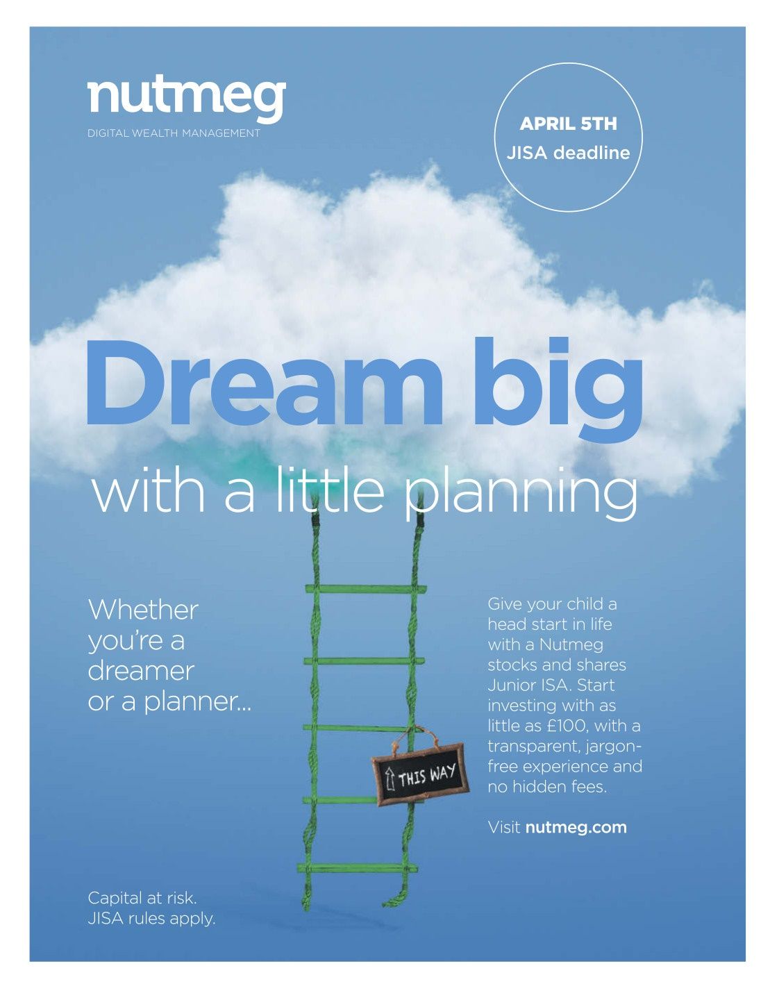 Instagram post: Ladder into clouds, dream big ISA