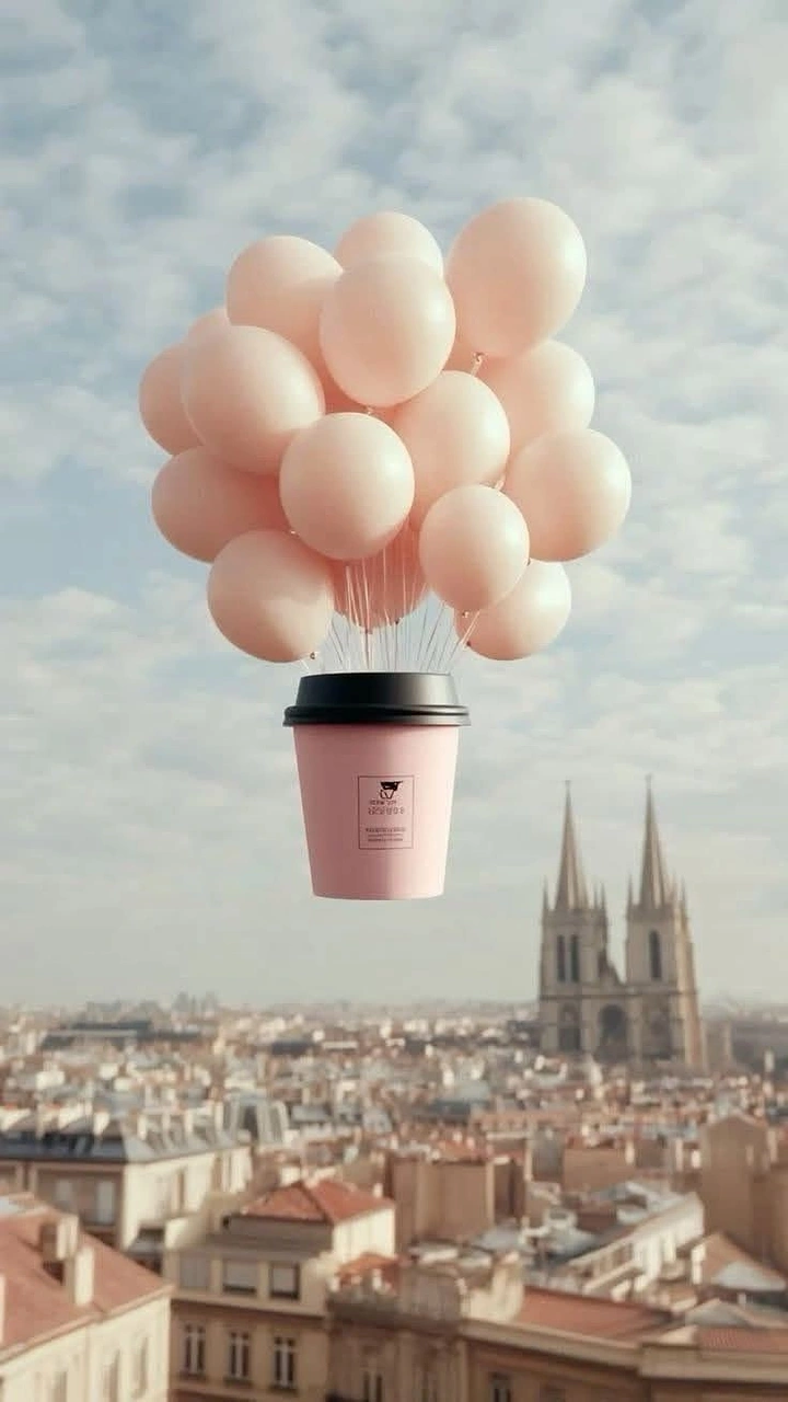 Balloon & Party Decorators creative ad: Balloon hot-air cup over city