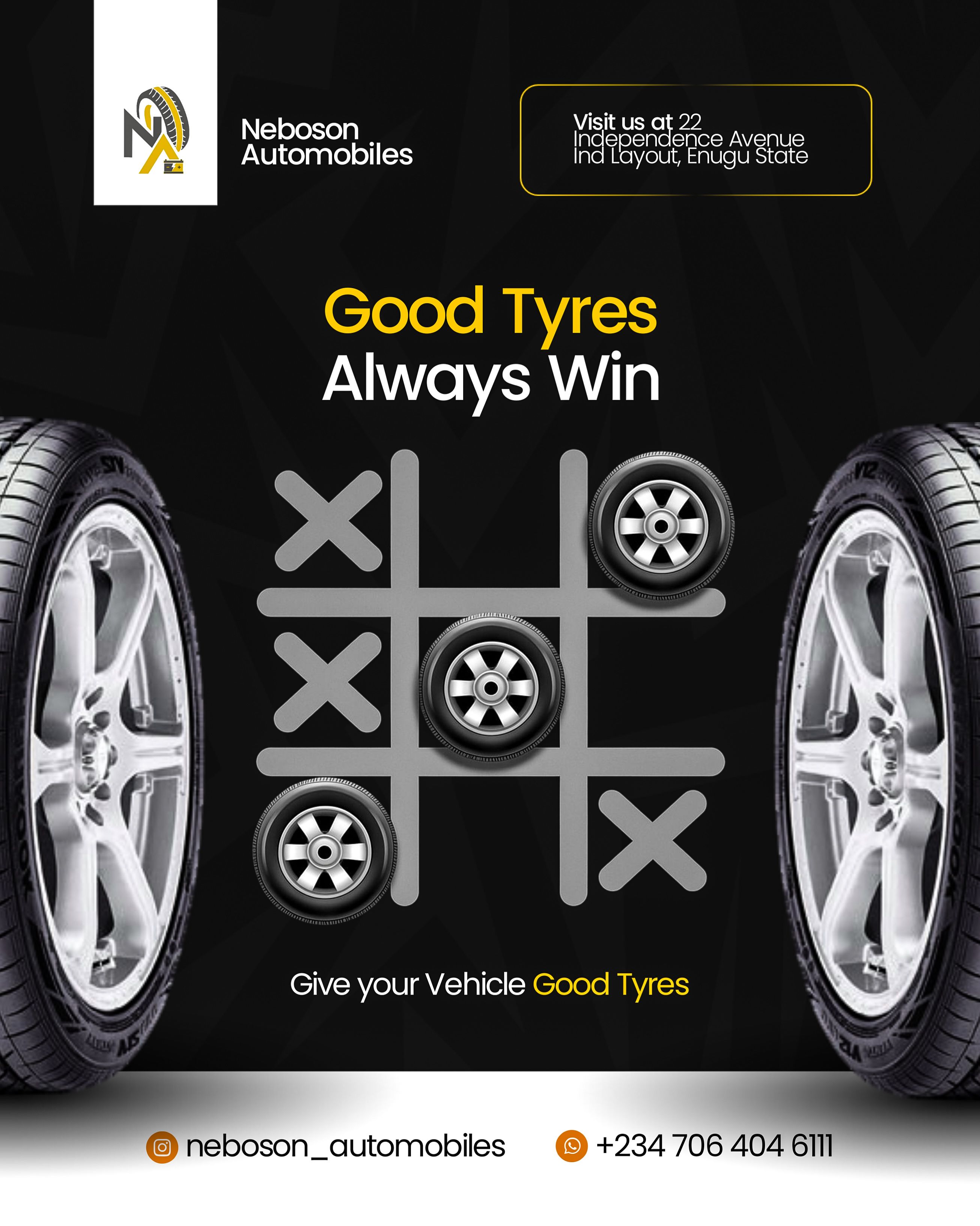 Instagram post: Tyres as tic-tac-toe O's, tyres win