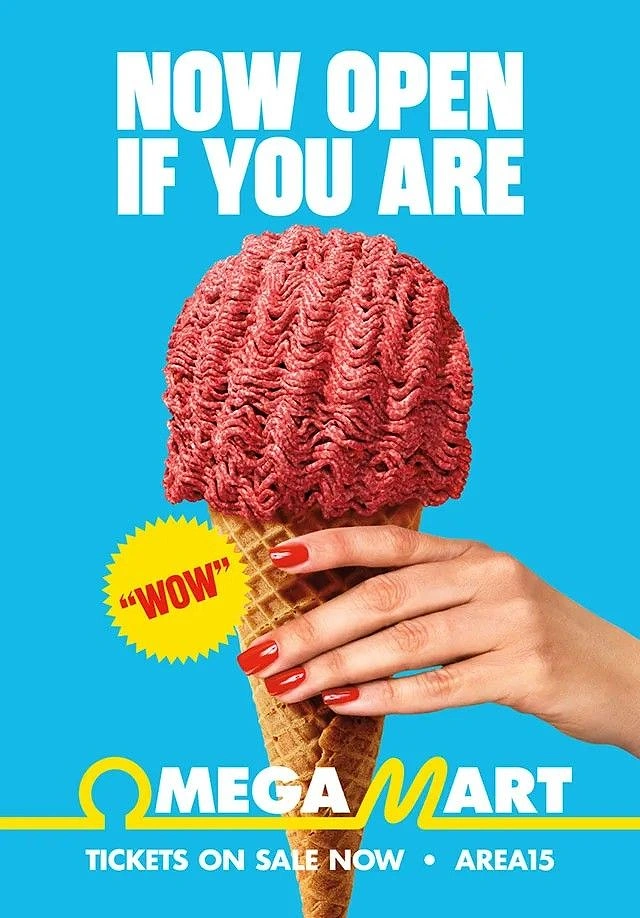 Museums & Art Galleries creative ad: waffle cone topped with raw ground meat