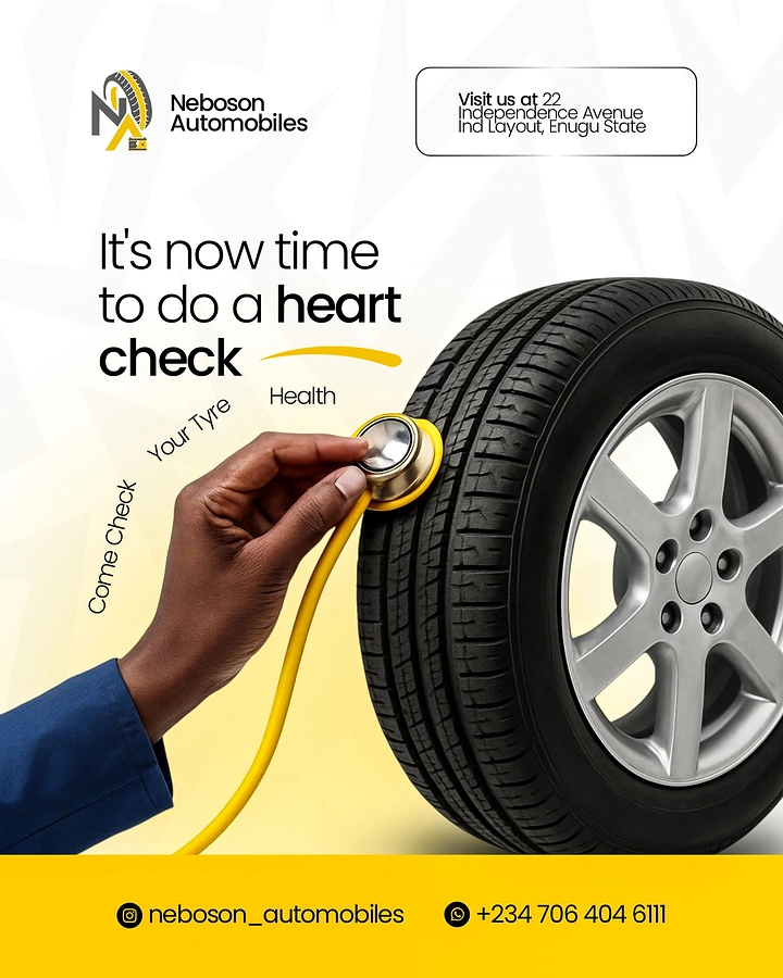 Auto Repair & Garages creative ad: Stethoscope on tyre, tyre heart check