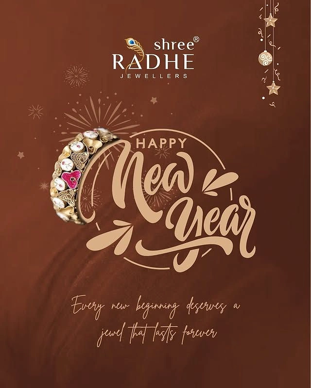 New Year creative ad: Jewelled ring woven into New Year lettering