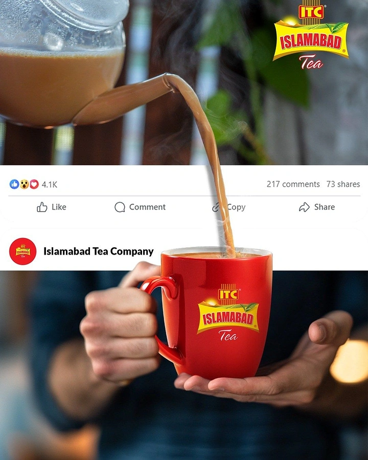 Tea & Chai Brands creative ad: Pour breaks out of Facebook post frame