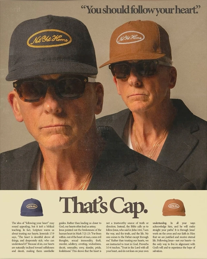 Hats & Caps creative ad: Editorial styling with cap-related pun