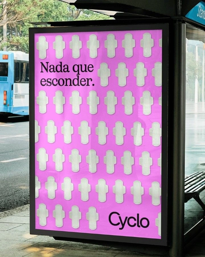 Period Care & Feminine Hygiene creative ad: Bold pad-pattern concealment concept