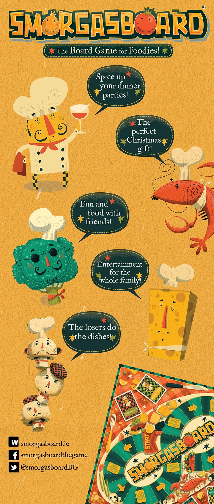 Christmas creative ad: Anthropomorphic food chefs with speech bubbles