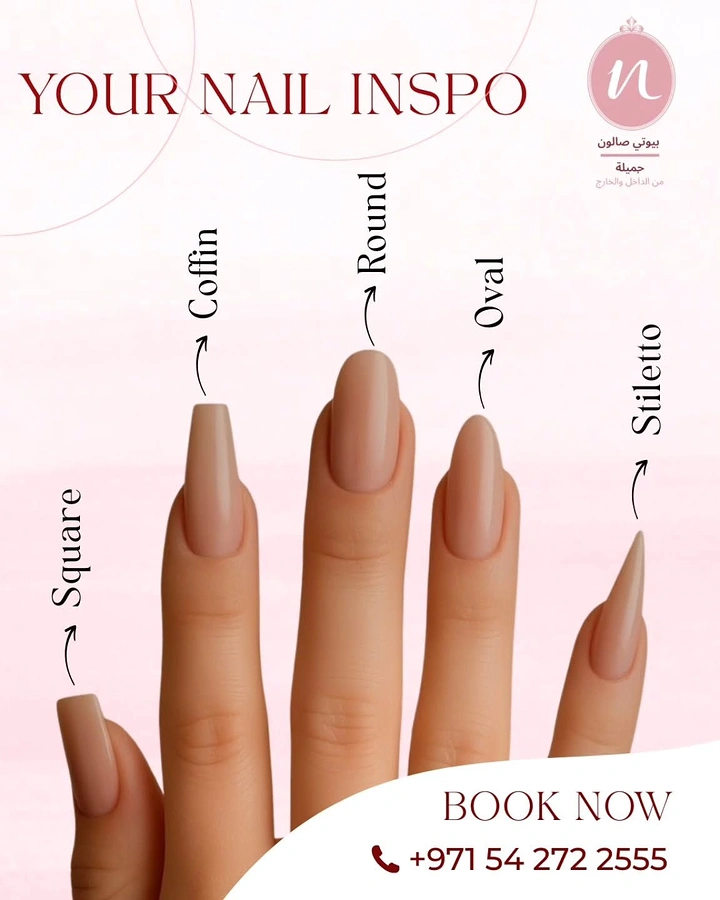 Nail Salons creative ad: Fingers as nail-shape chart diagram