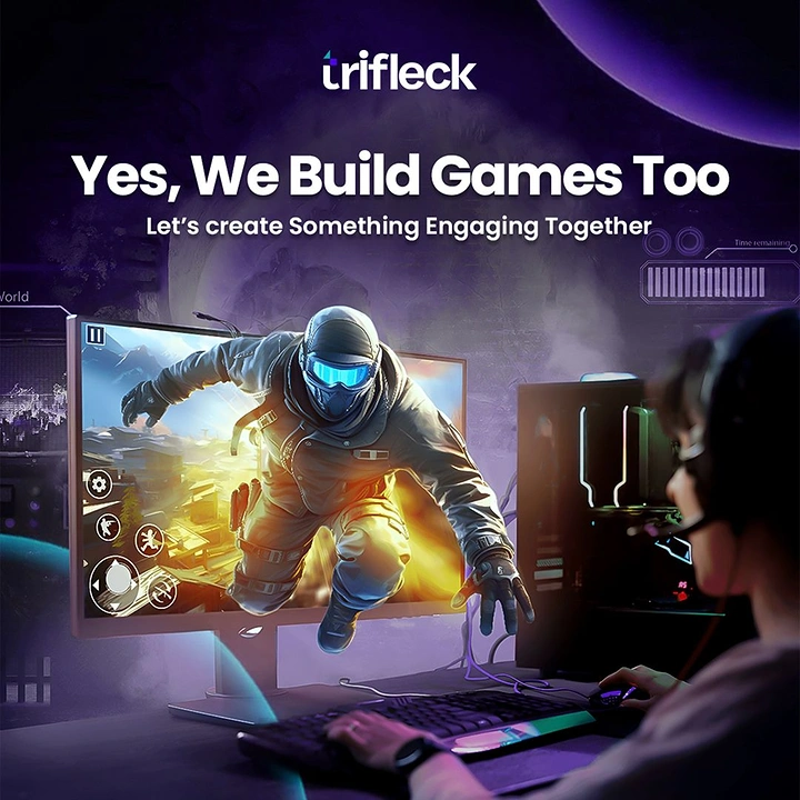 Gaming & Esports creative ad: Character bursting out of monitor, game studio