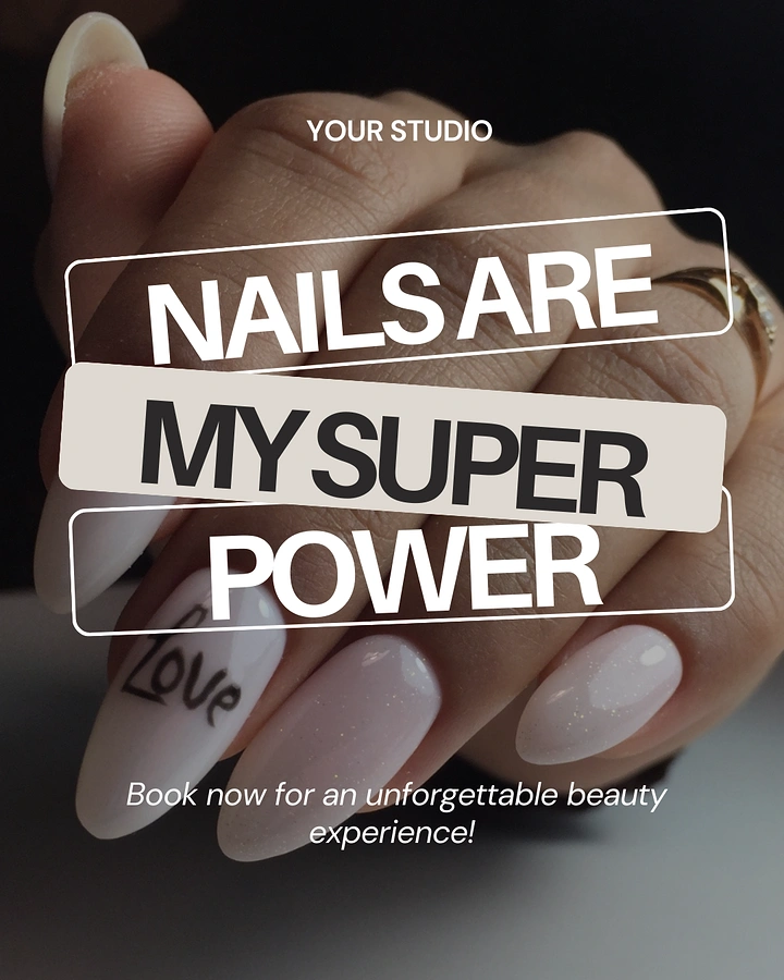Nail Salons creative ad: Nails as superpower, bold sticker type