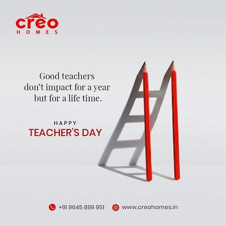 Teachers Day creative ad: Two red pencils casting a ladder-shaped shadow
