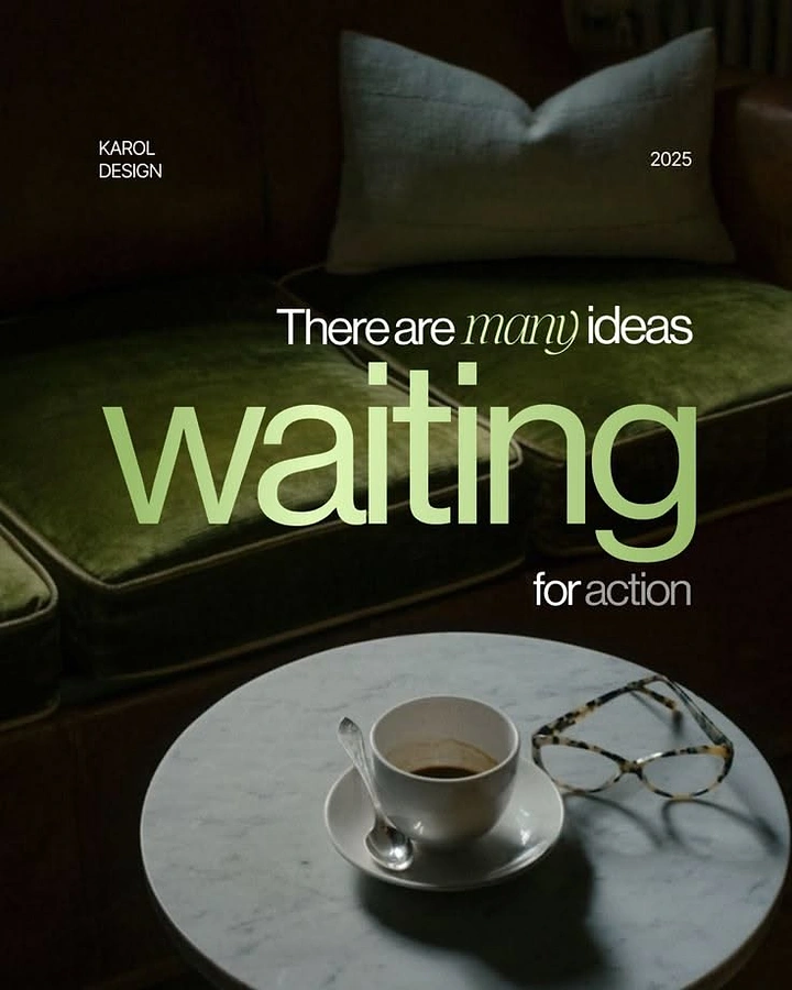 Agency creative ad: Empty chair and coffee 'ideas waiting' metaphor