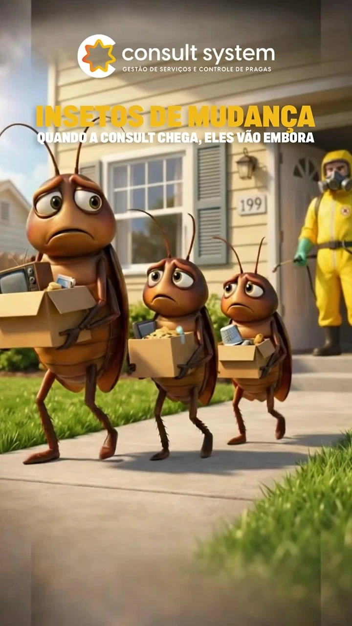 Pest Control creative ad: Cockroaches moving out with boxes, eviction