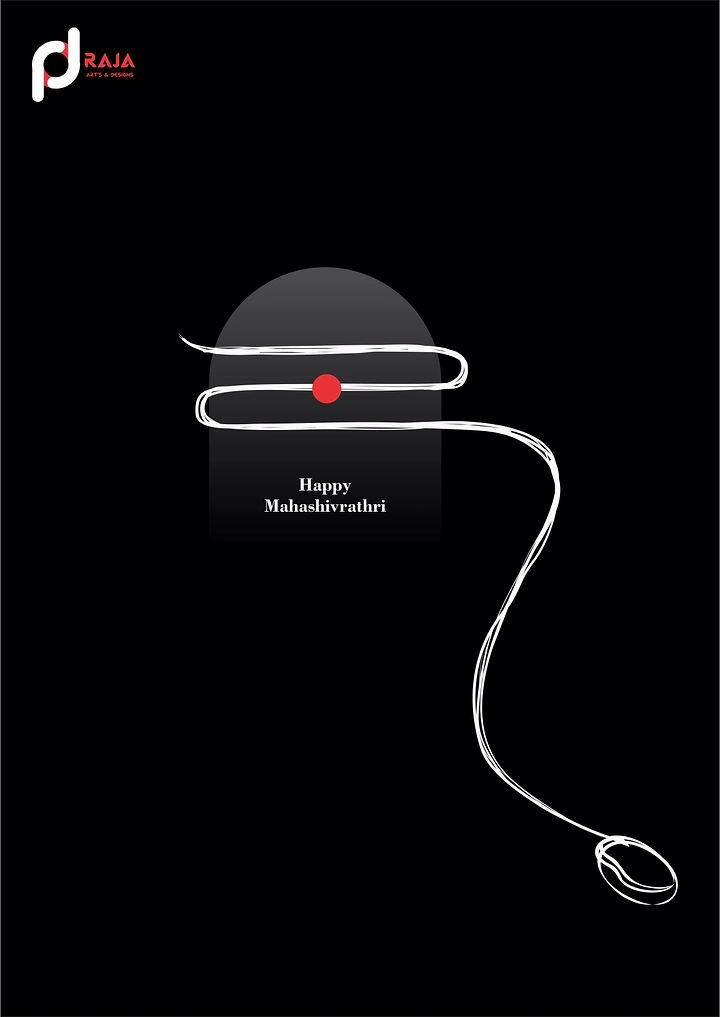 other-festival creative ad: Shivling whose sketched tripundra line becomes a computer mouse cable