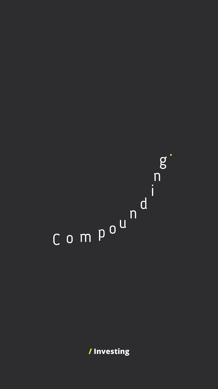Stock Brokers & Investing creative ad: Typography curving upward as compounding