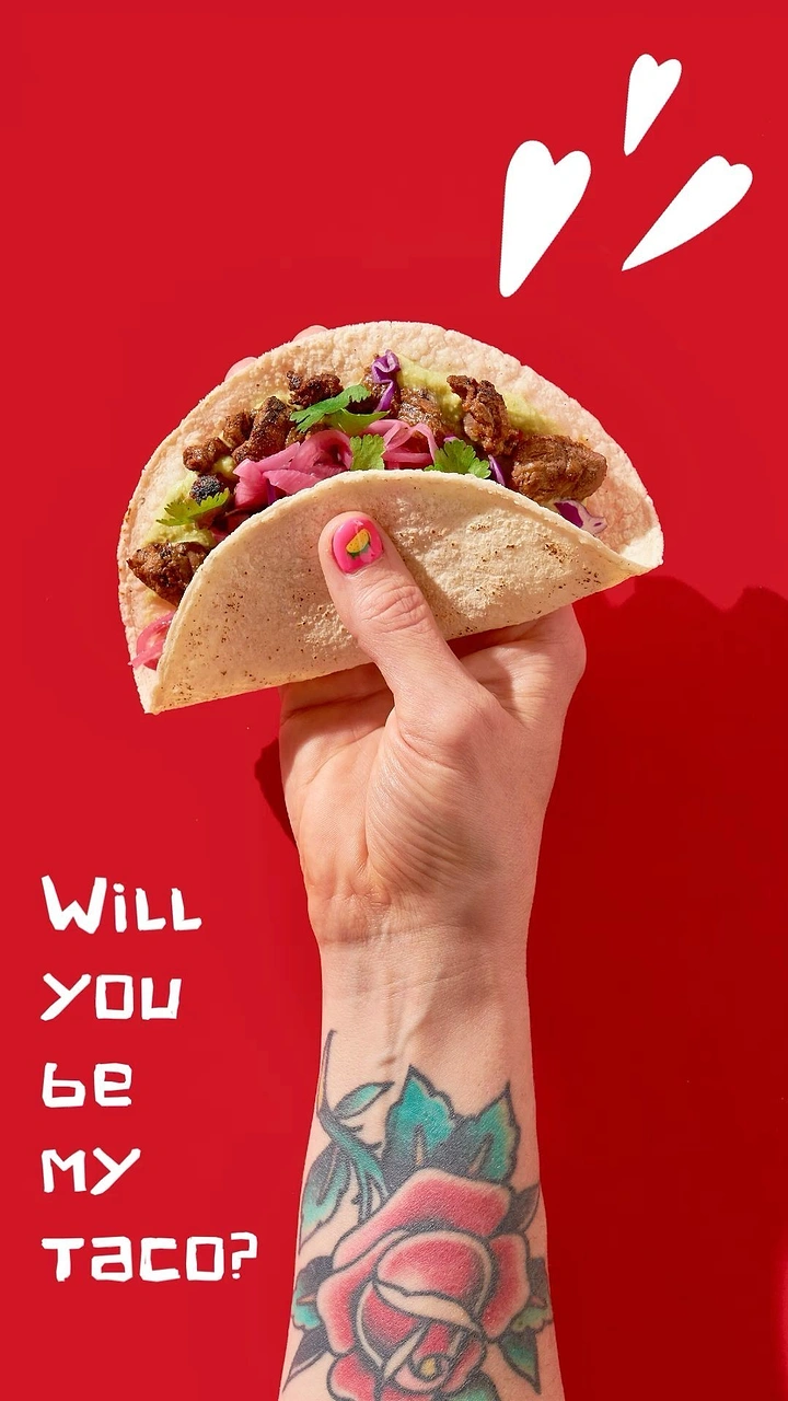 Mexican Restaurants creative ad: Proposal-style copy turns taco into romance
