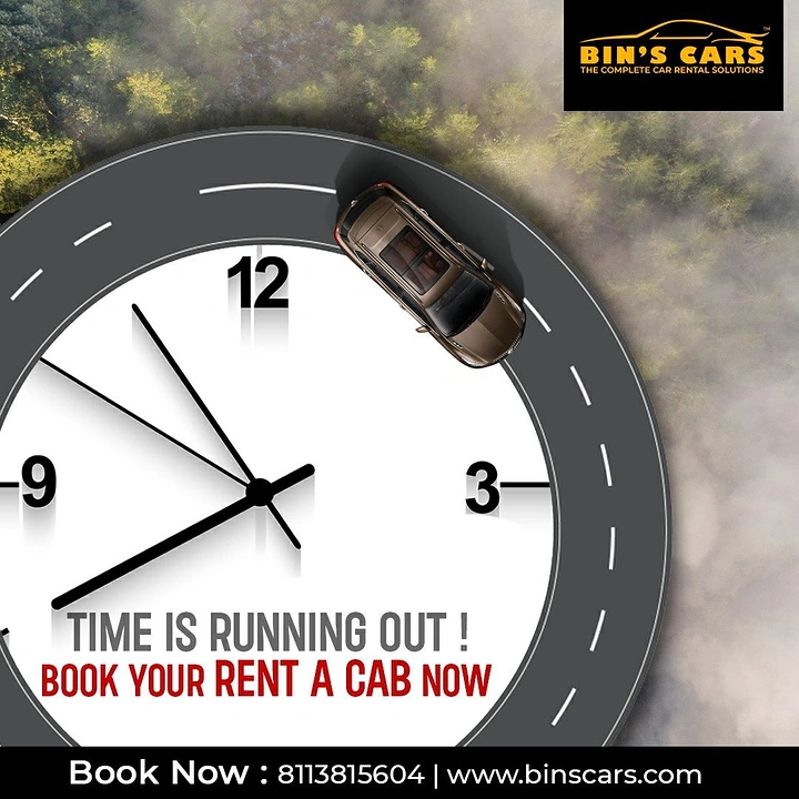 Car Rental creative ad: Clock face as road, time running