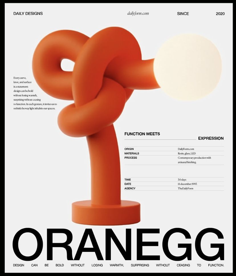 Instagram post: Sculptural orange lamp visual metaphor