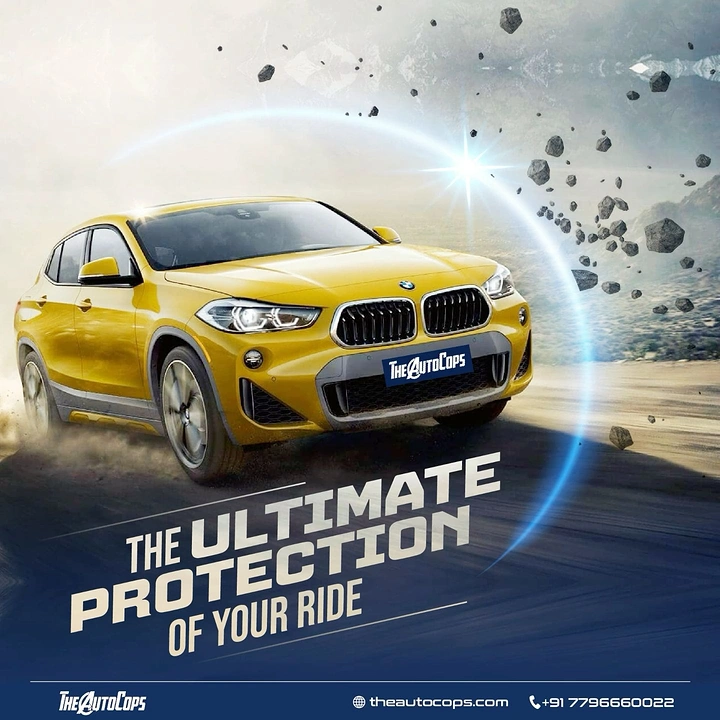 Window Tinting & Car Wraps creative ad: Debris-field metaphor communicates vehicle protection